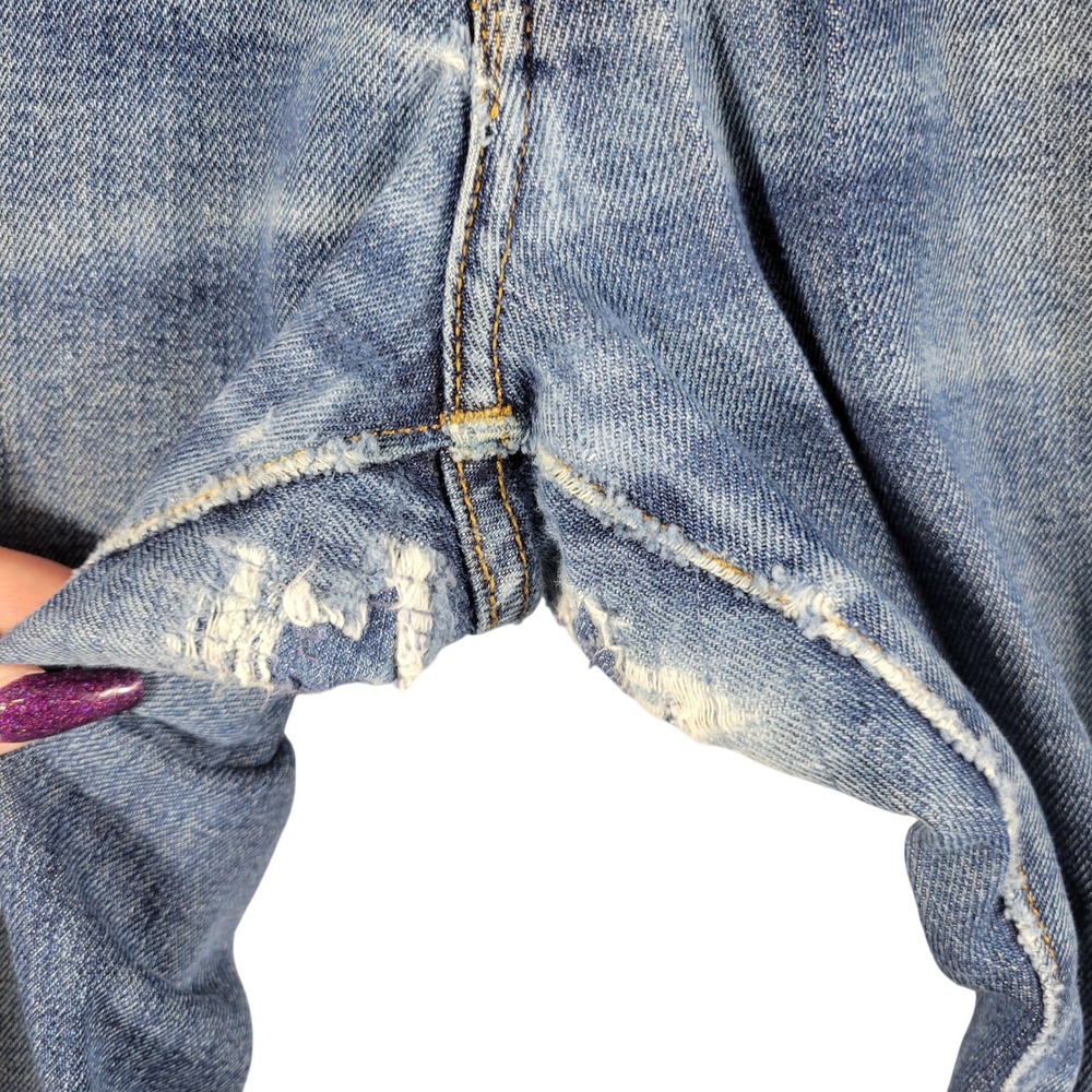 J.Crew 484 Slim Fit Denim Jeans Mens 32x30 Naturally Distressed Grunge Thrashed - Picture 4 of 14